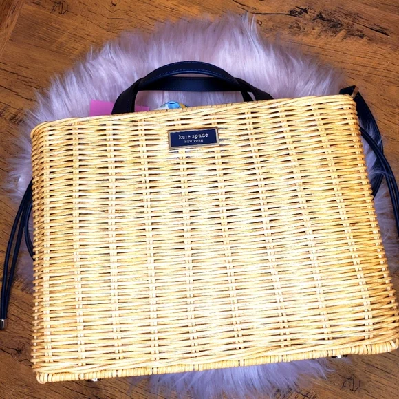 Spade Sam Sam Wicker Lemon Zest Medium Satchel NWT Kate Spade Sam